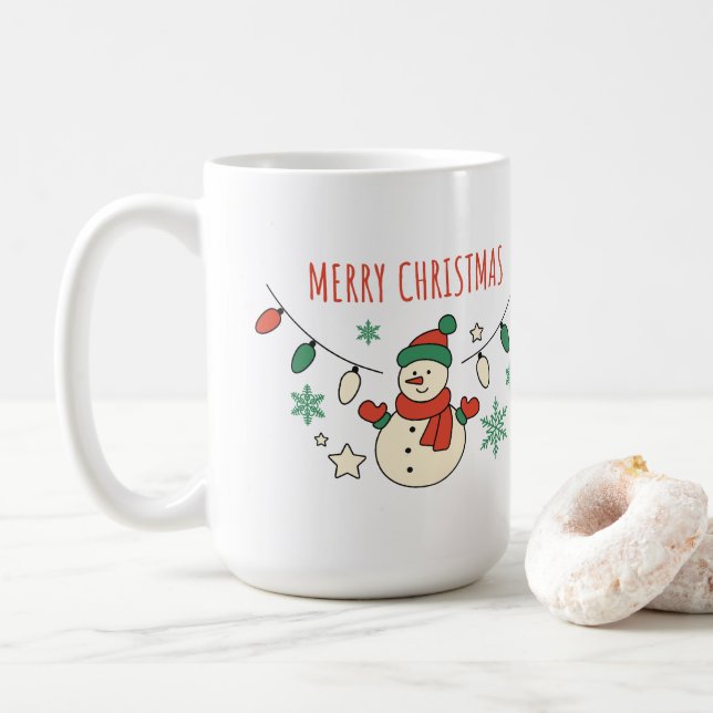 God jul, Cute Snögubbe, Ljus, jul Kaffemugg (Med munk)