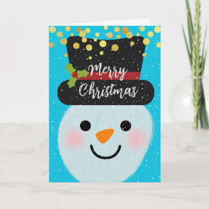 God jul Cute Snögubbe på vinter Kort