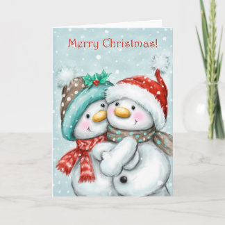 God jul, Cute Snögubbe par Cuddling Kort
