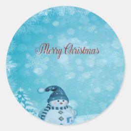 God Jul,Cute Snömann Tall Runt Klistermärke