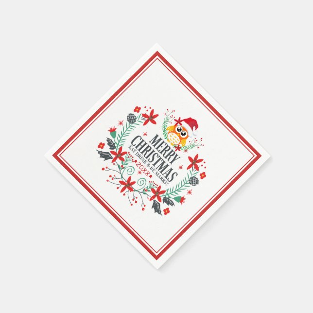 God jul Cute Uggla Pappersservett (Hörn)