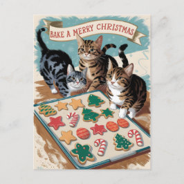 God jul Cute Vintage Cats Vykort