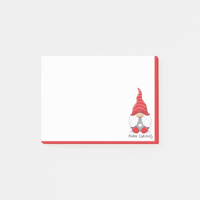 God jul Cute Watercolor Elf Gnome Post-it Block (Framsida)