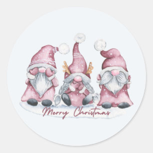 God jul Cute Watercolor Helgdag Gnomes Runt Klistermärke