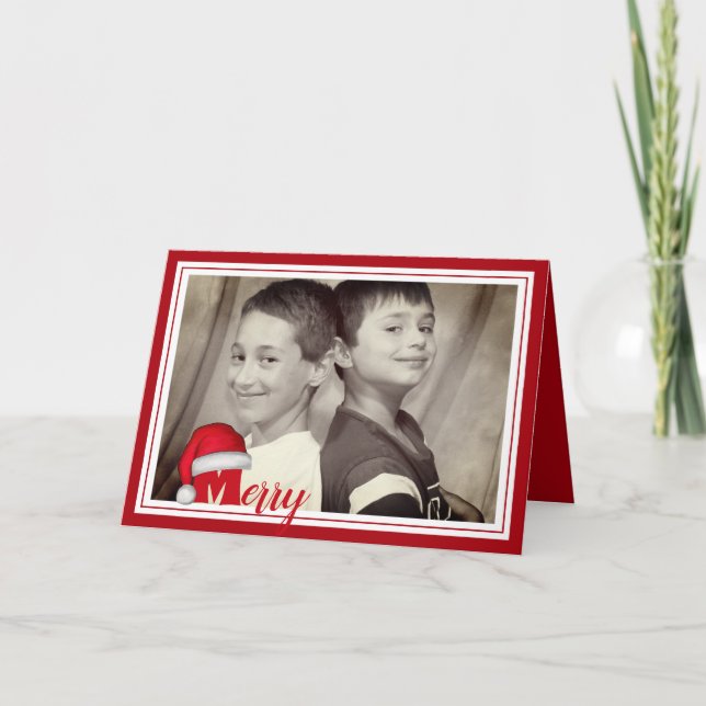 God jul Cute Whimsical Jultomten Photo Helgkort (Framsida)