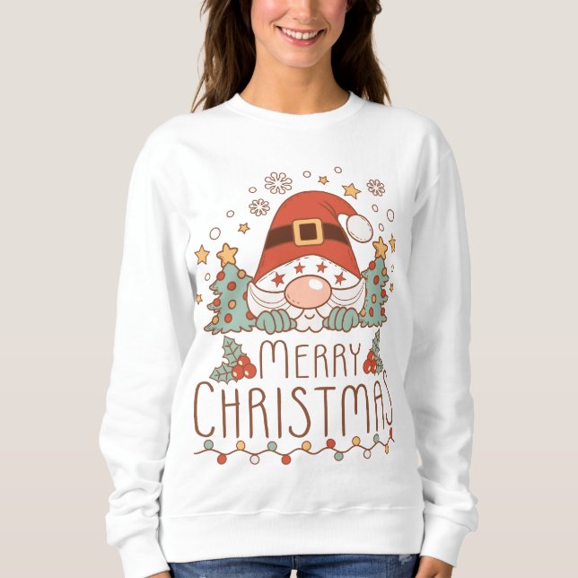 God jul Cute Whimsitive Festive Santa T Shirt (Framsida)