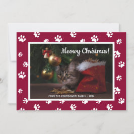 God jul! Cute White Tass avtryck Cat Photo Julkort