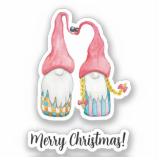God jul Cute Winter Gnomes in Kärlek Klistermärken