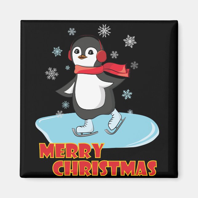 God jul Cute Winter Penguin Magnet (Framsidan)