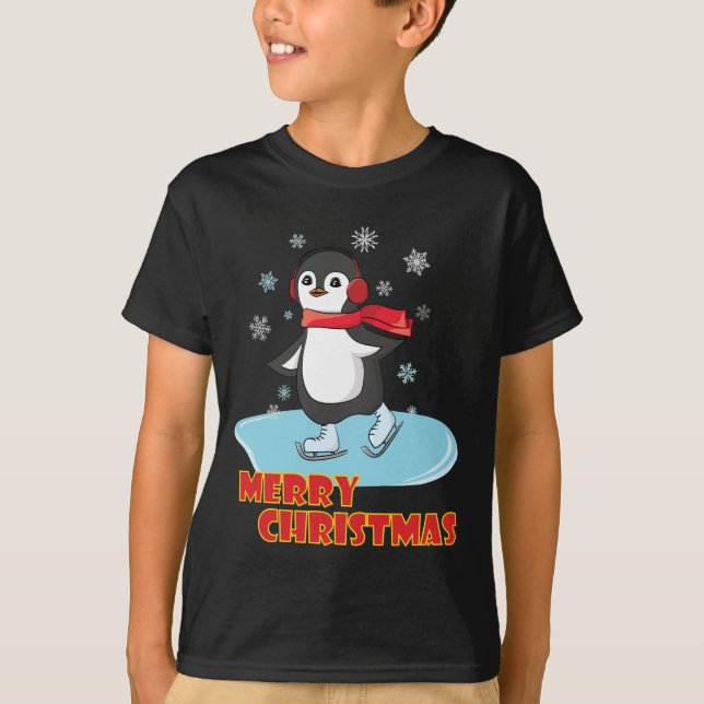 God jul Cute Winter Penguin T Shirt (Framsida)