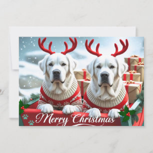 God jul Cute Yellow Labs Personlig Julkort