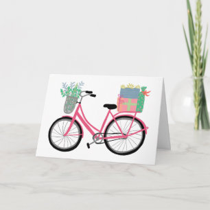 God jul, cycle Cute Rosa Helgdag Julafton Kort