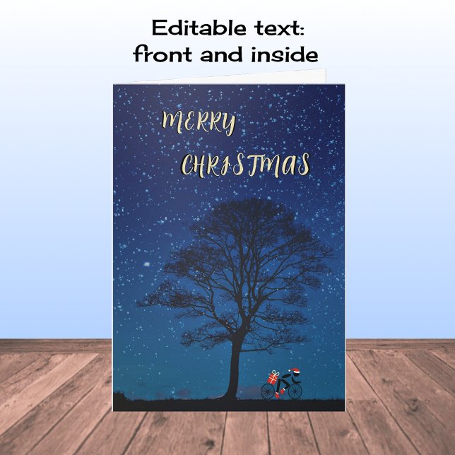 God jul cyklist natt himlar modern helgkort (Skapare uppladdad)
