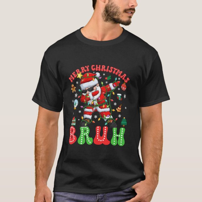 God jul Dabbing Santa Bruh Julafton Ljus Wom T Shirt (Framsida)