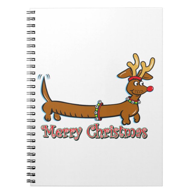 God jul Dachshund Anteckningsbok Med Spiral (Framsidan)
