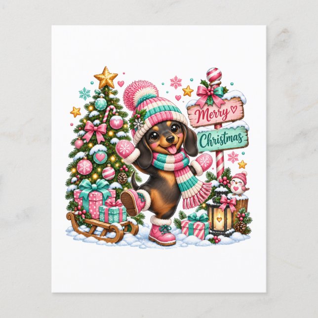 God Jul Dachshund Flygblad (Framsidan)