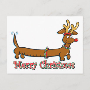 God jul Dachshund Helg Vykort