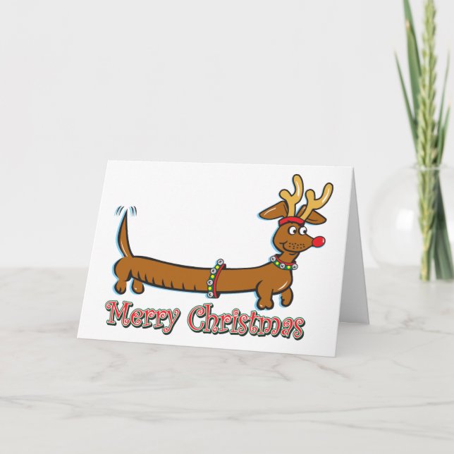 God jul Dachshund Helgkort (Framsida)