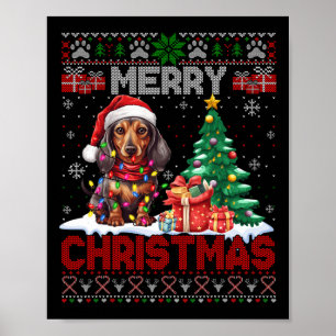 God jul Dachshund Hund älskare-familjen Ugly Xm Poster