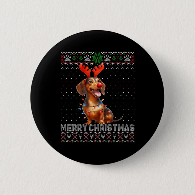 God jul Dachshund Hund älskare Ugly jul Knapp (Framsida)