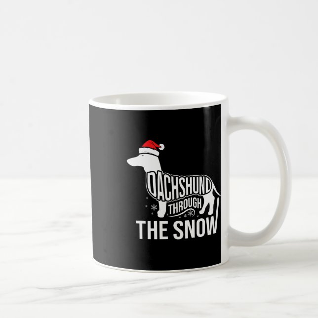 God jul Dachshund Hund genom klippgränsen Snö Kaffemugg (Höger)