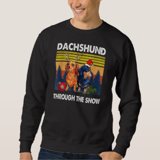 God jul Dachshund Hund genom Snö Lång Ärmad Tröja