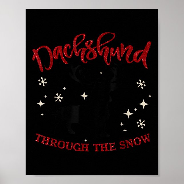 God Jul Dachshund Hund Genom Snön  Poster (Framsidan)