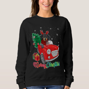 God jul Dachshund Hund Red Lastbil Julafton Träd T Shirt