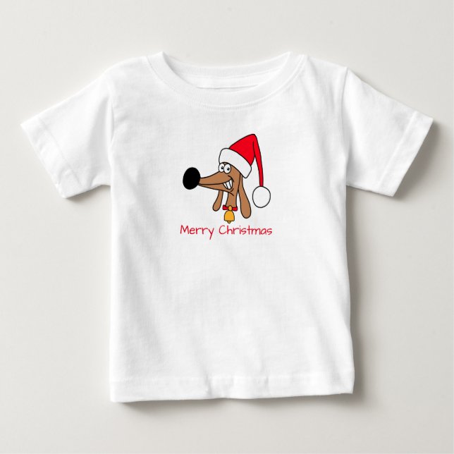God Jul Dachshund Hund T Shirt (Framsida)