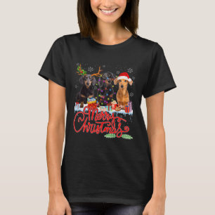God jul Dachshund Hundar Santa Reindeer Ligh T Shirt