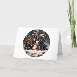 God jul Dachshund Hundar Snögubbe Helgkort