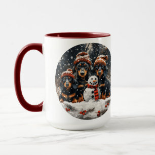 God jul Dachshund Hundar Snögubbe Mugg