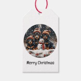 God jul Dachshund Hundar Snögubbe Presentetikett