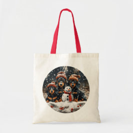 God jul Dachshund Hundar Snögubbe Tygkasse