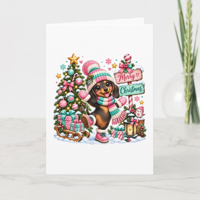God Jul Dachshund Kort (Framsida)