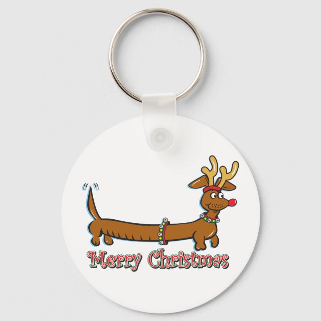 God jul Dachshund Nyckelring (Framsida)