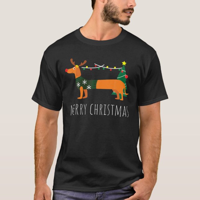 God jul Dachshund Reindeer Hund jul G T Shirt (Framsida)