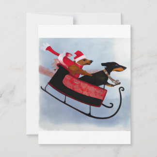God jul Dachshund Sleigh Card Julkort