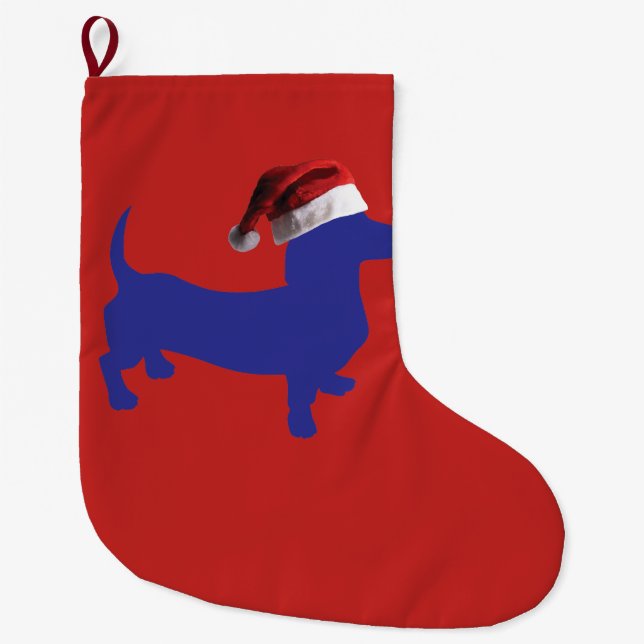 God jul Dachshund Stor Julstrumpa (Framsidan)