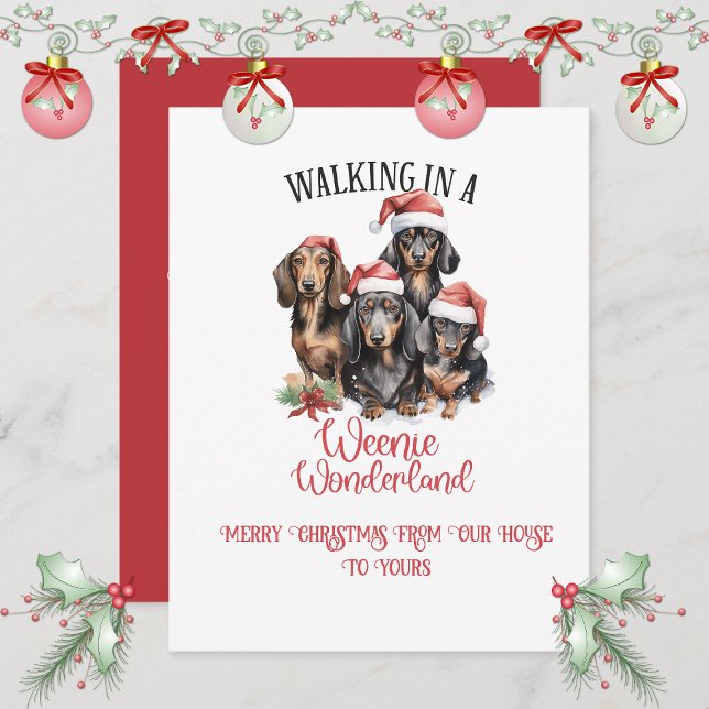 God Jul Dachshunds "Weenies" Jul | Julkort (Skapare uppladdad)