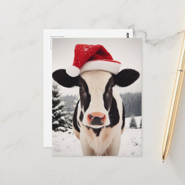 God Jul Dairy Calf Vykort (Fram/Back In Situ)