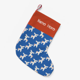 God jul, Dala Horse Minimal Retro Bold Blue Liten Julstrumpa