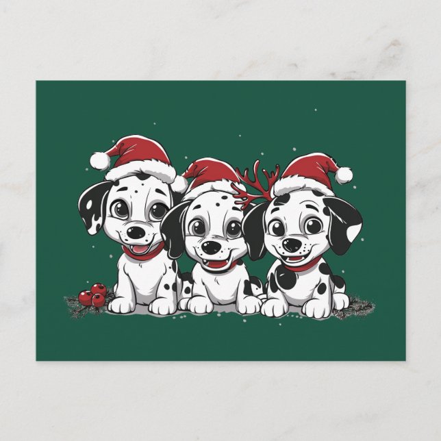 God jul Dalmatien Hundar Helg Vykort (Framsida)