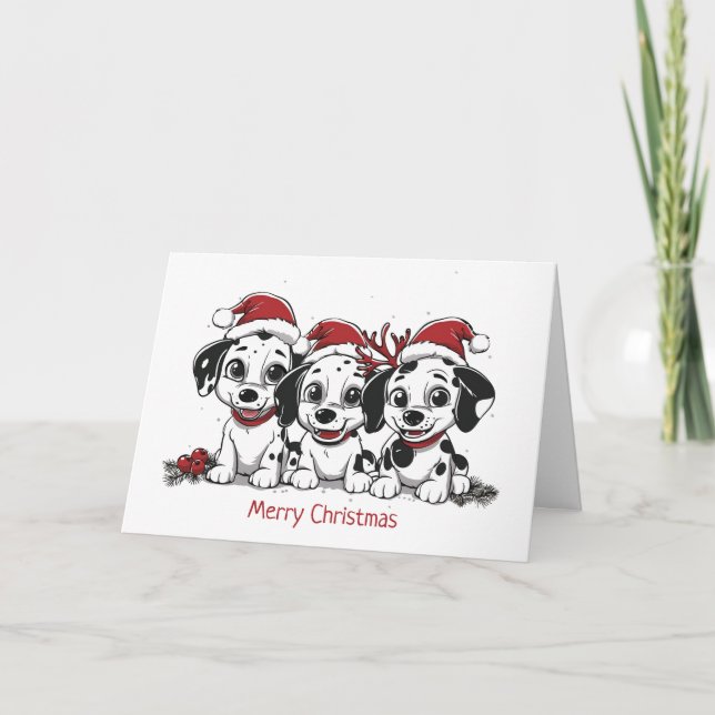 God jul Dalmatien Hundar Helgkort (Framsida)