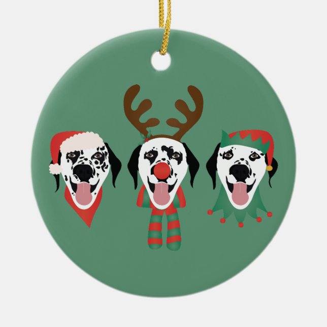God jul Dalmatien Hundar Julgransprydnad Keramik (Framsidan)