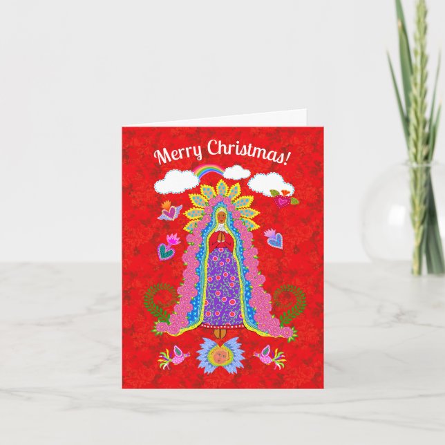 God jul Dam på Guadalupe-mappat anteckningskort (Framsida)