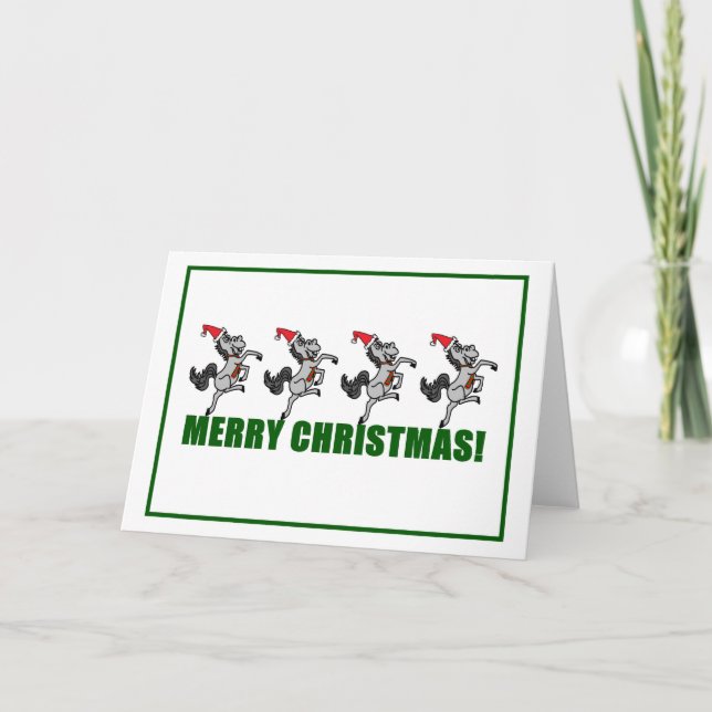 God jul Dancing Horses Greeting Card Helgkort (Framsida)