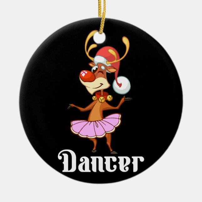 God jul Dancing Reindeer Cute Hjort Dancer Julgransprydnad Keramik (Framsidan)