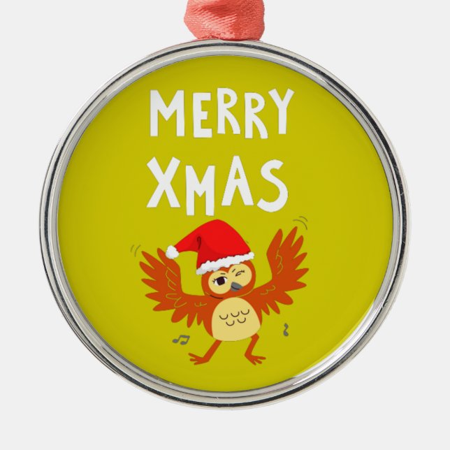 God jul Dancing Uggla Julgransprydnad Metall (Framsidan)