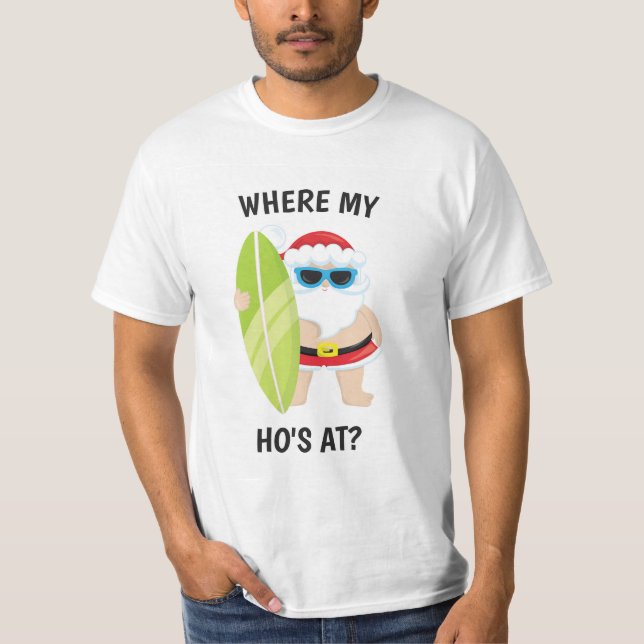 God jul där Ho är sommar-Santa-Helgdag T Shirt (Framsida)